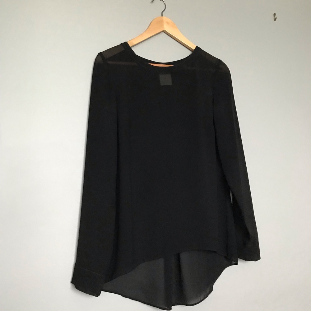 Loft 82 (OAK + FORT) Sheer Black Longsleeve Blouse